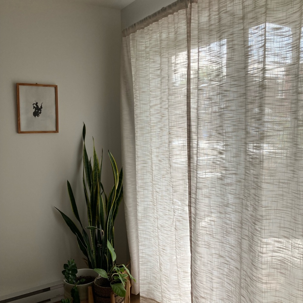 Linen Texture Beige Curtain Panels